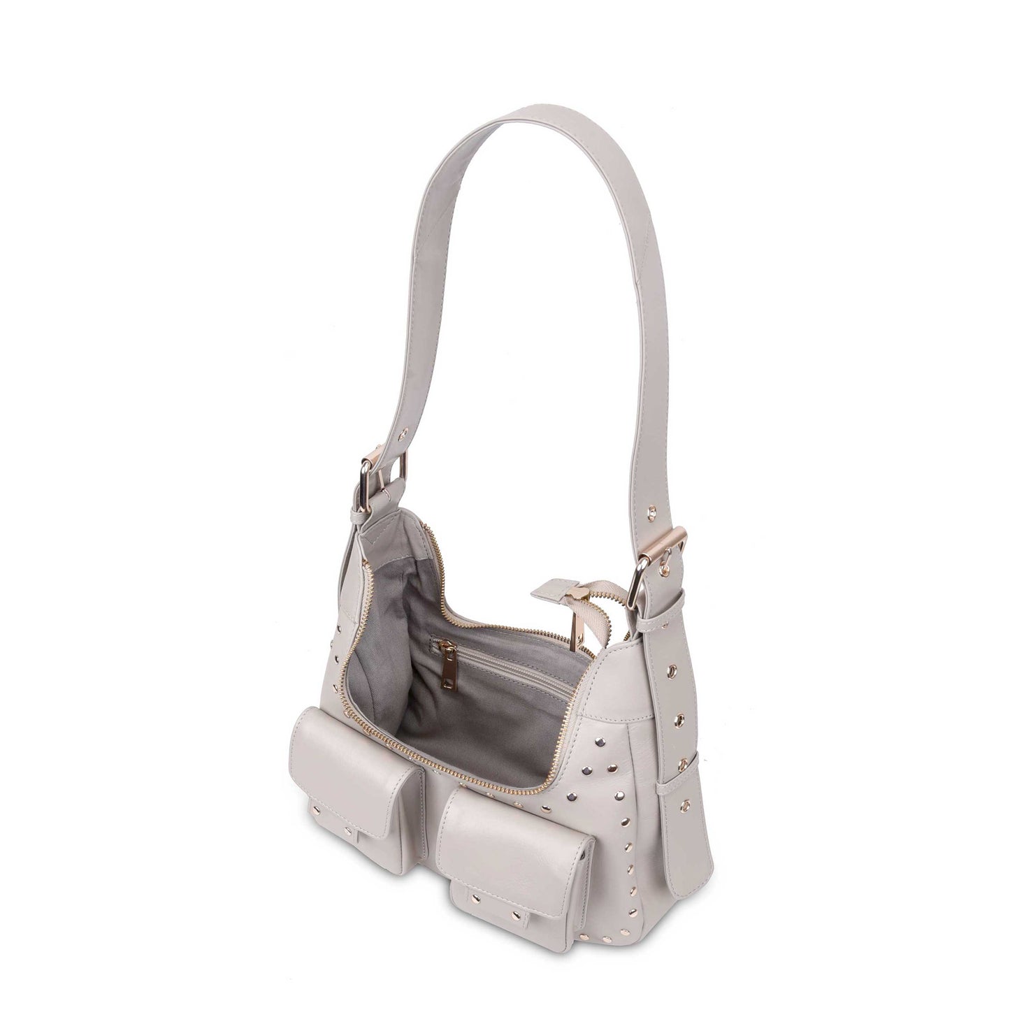 Núnoo Sally Small Rivet Pure Stone w. Gold Shoulder bags Stone