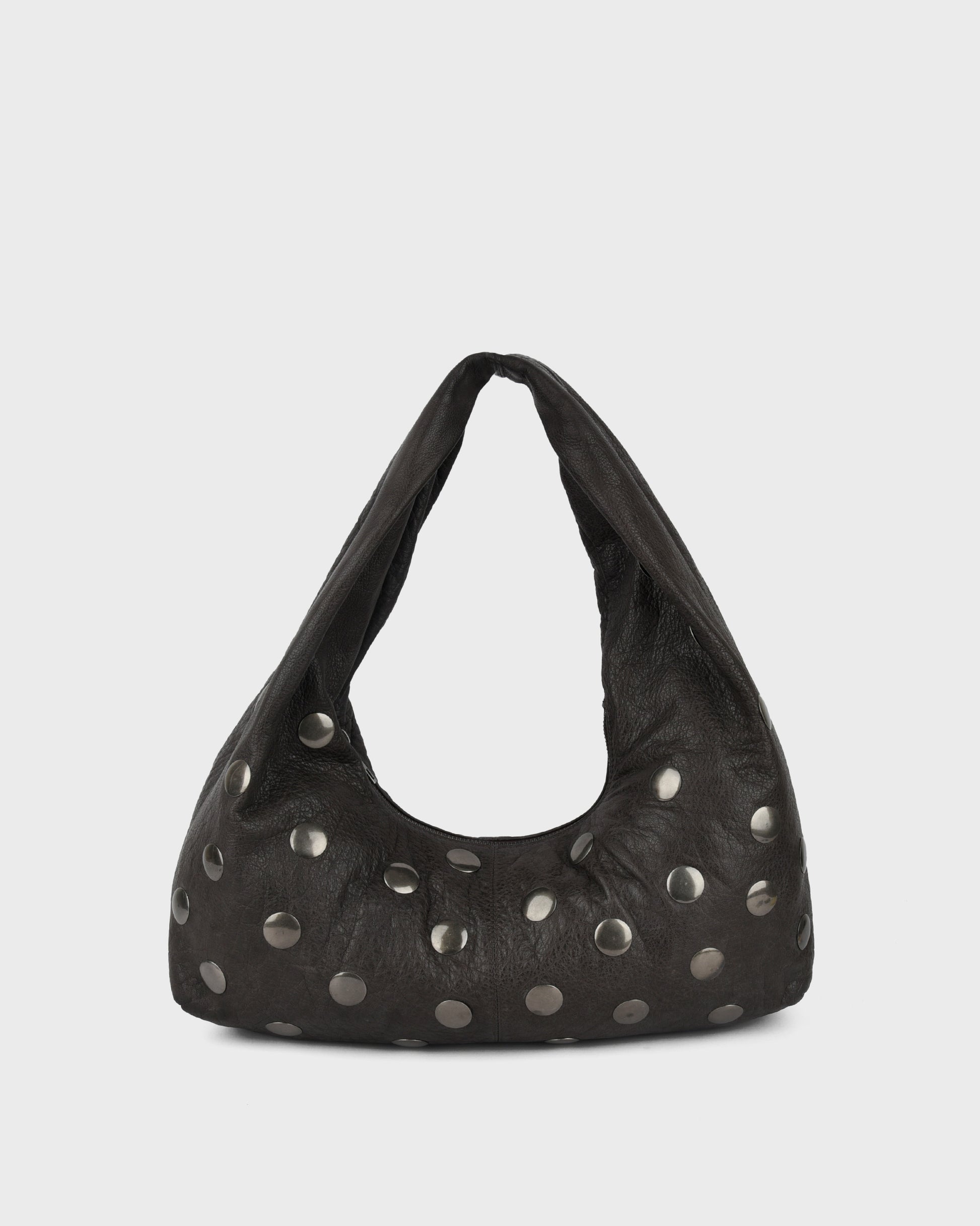 Núnoo Small Alma Rivet Washed Chocolate w. Antique Silver Large Chocolate