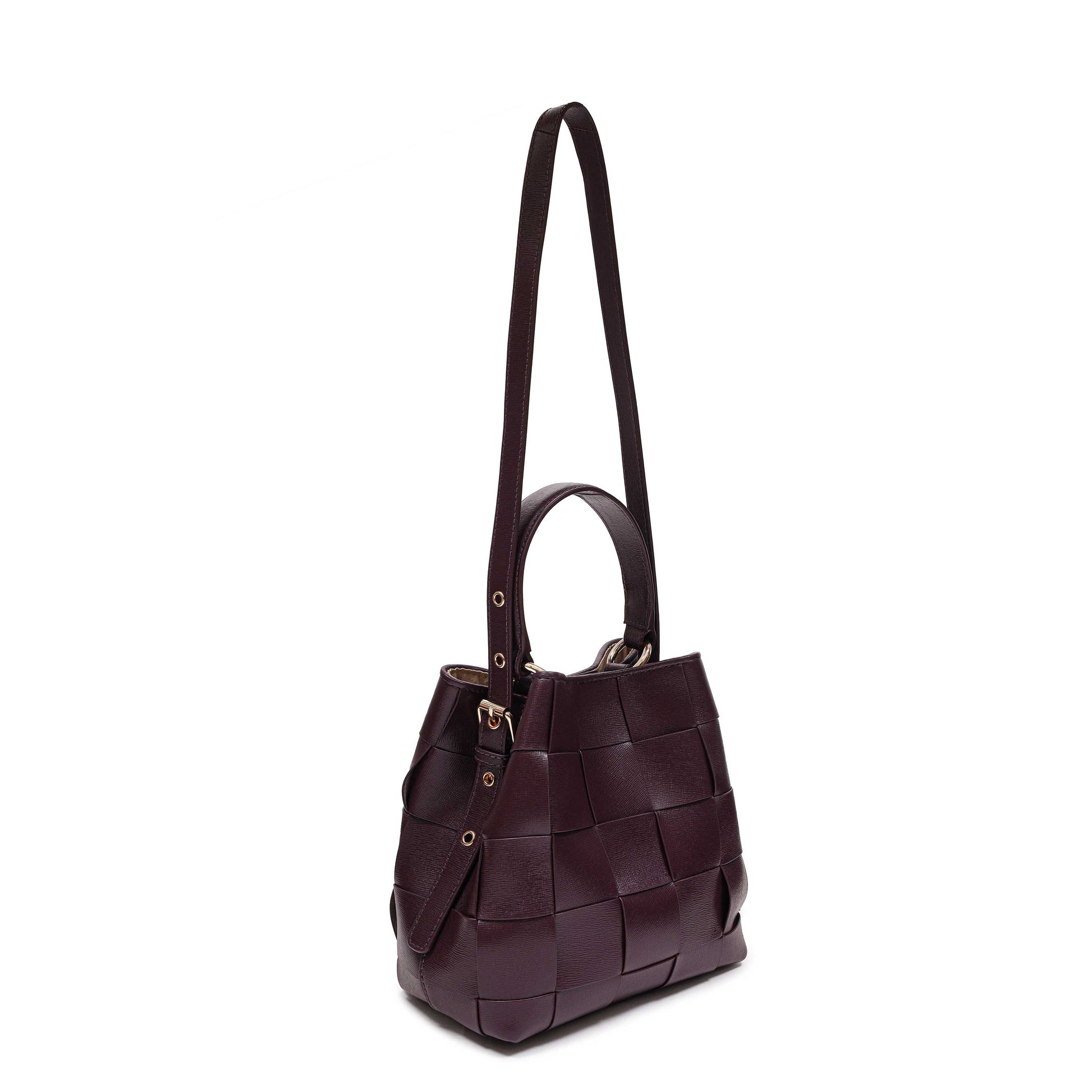 Núnoo Small Chiara Braided Florence Bordeaux w. Gold Shoulder bags Bordeaux