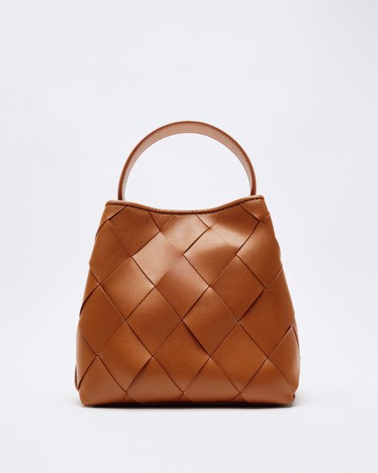 Núnoo Small Chiara Braided Florence Brown w. Gold Medium Brown