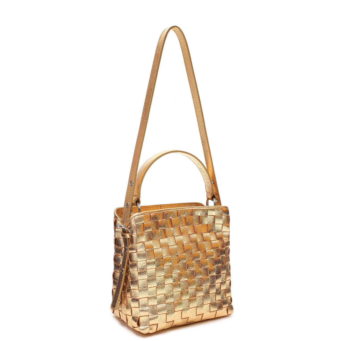 Núnoo Small Chiara Braided Metallic Light Gold Shoulder bags Light Gold