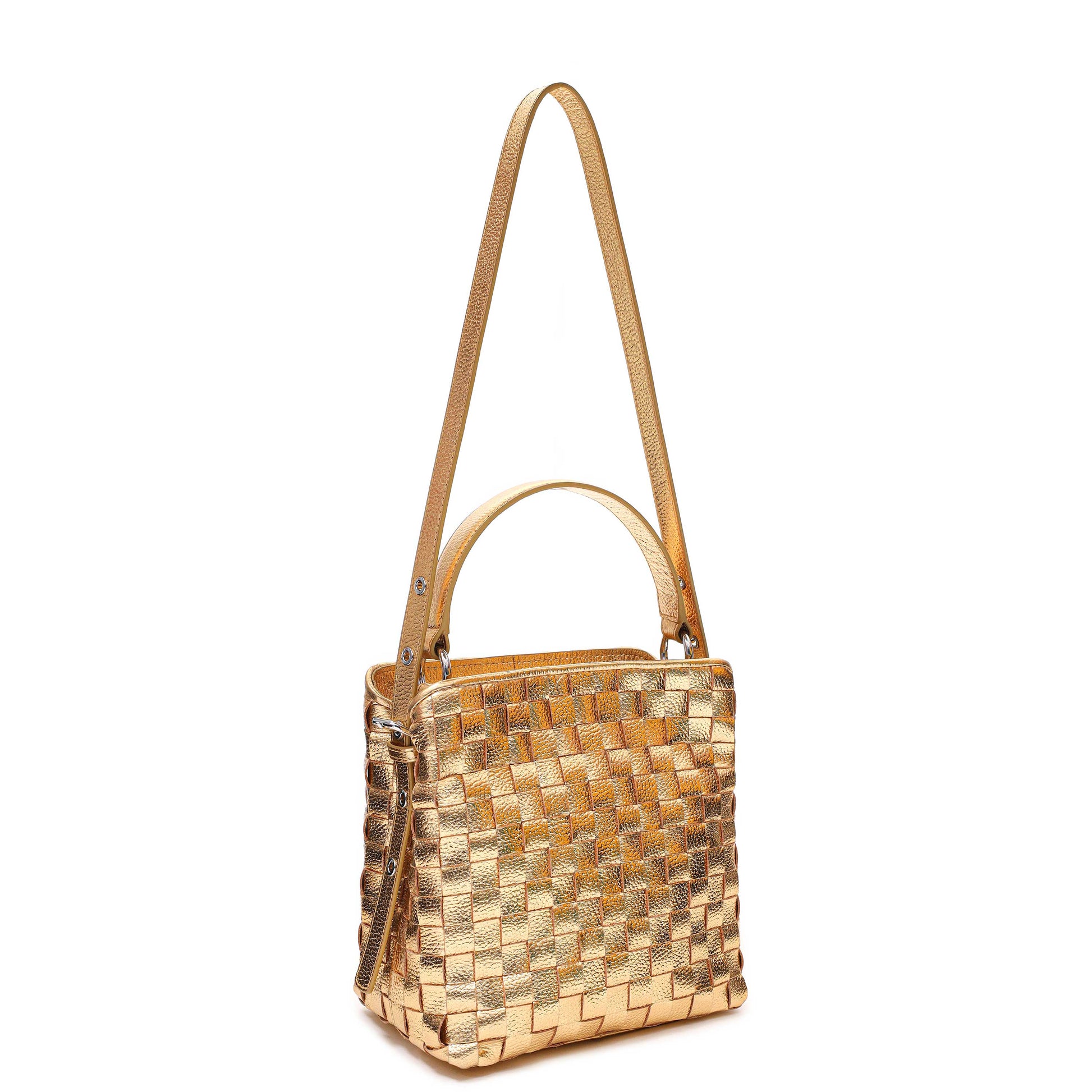Núnoo Small Chiara Braided Metallic Light Gold Shoulder bags Light Gold
