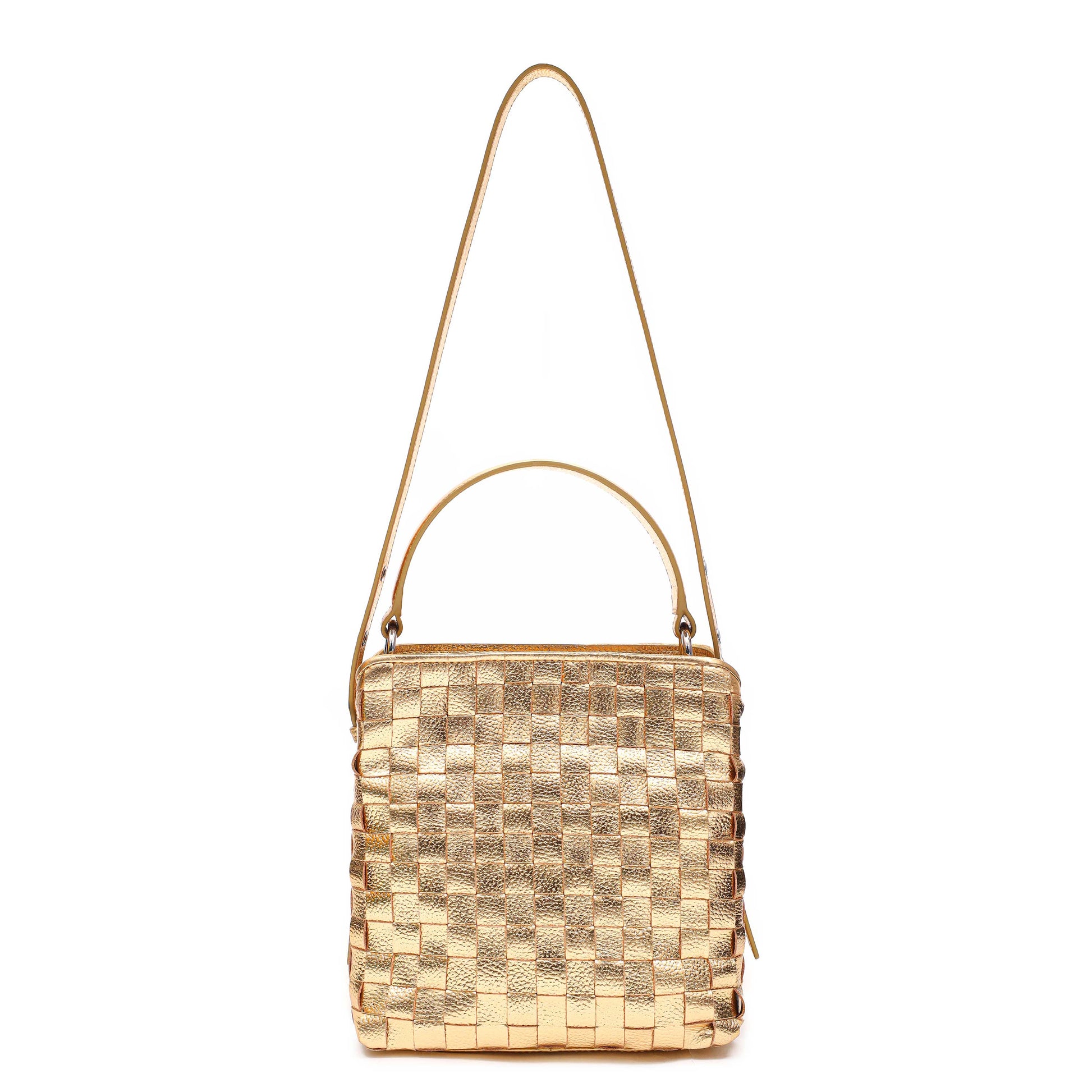 Núnoo Small Chiara Braided Metallic Light Gold Shoulder bags Light Gold