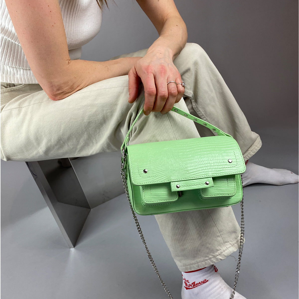 Núnoo Small Honey Lizard Mint Small bag Mint