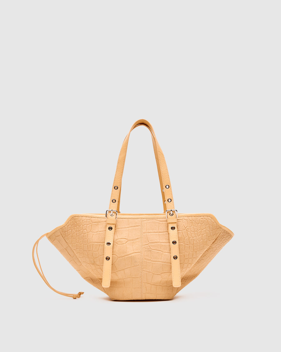 Small Nora Scale Suede Cream