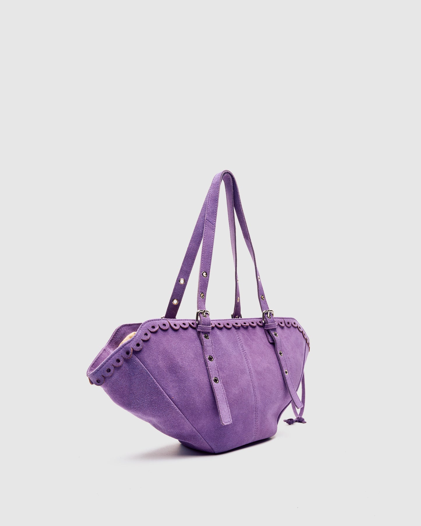 Núnoo Small Nora Scallop Suede Dark Purple Large Dark purple