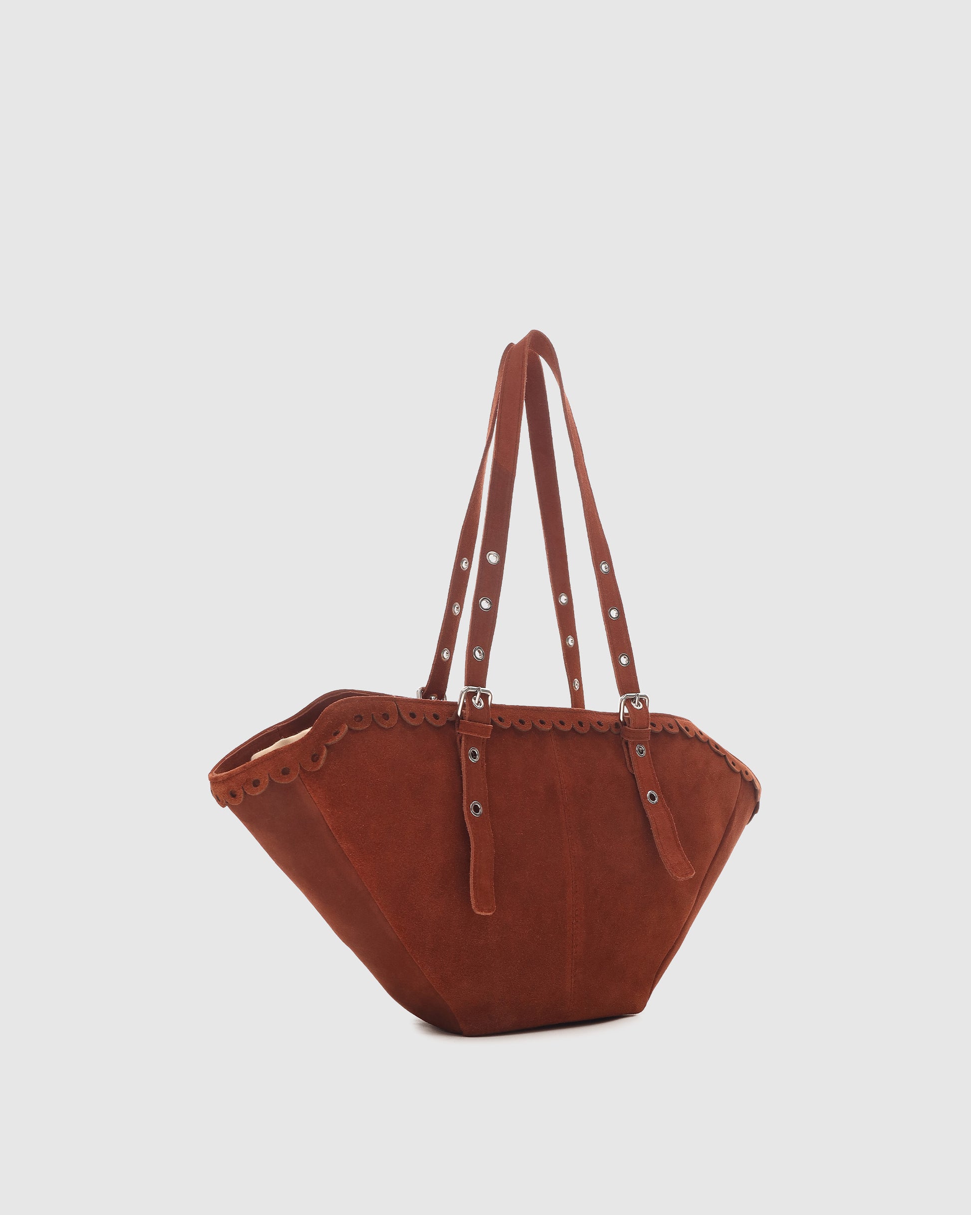 Núnoo Small Nora Scallop Suede Redwood Large Redwood