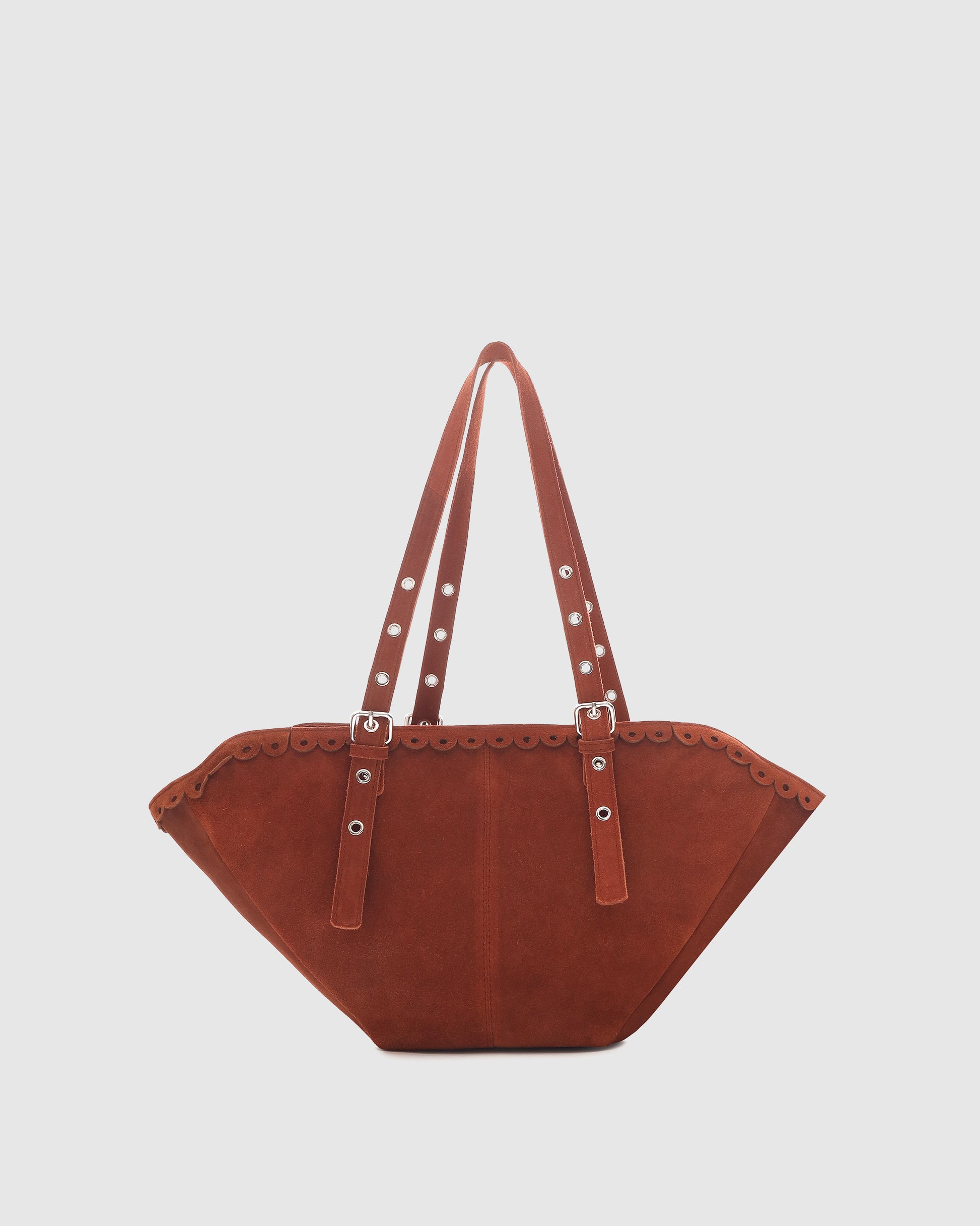 Núnoo Small Nora Scallop Suede Redwood Large Redwood