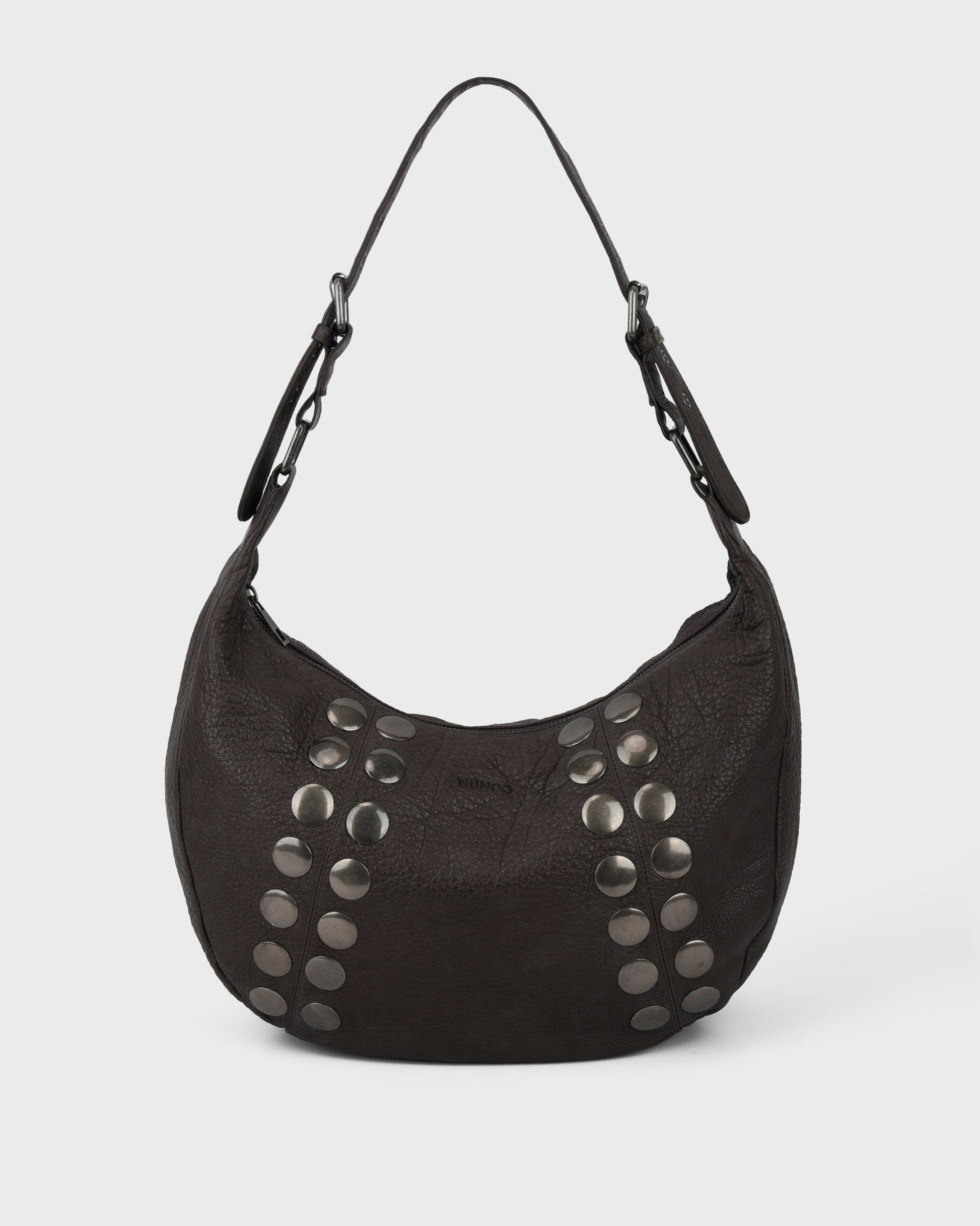 Núnoo Small Stella Rivet Washed Chocolate w. Antique Silver Large Chocolate