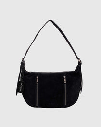 Small Stella Zipper Suede Black