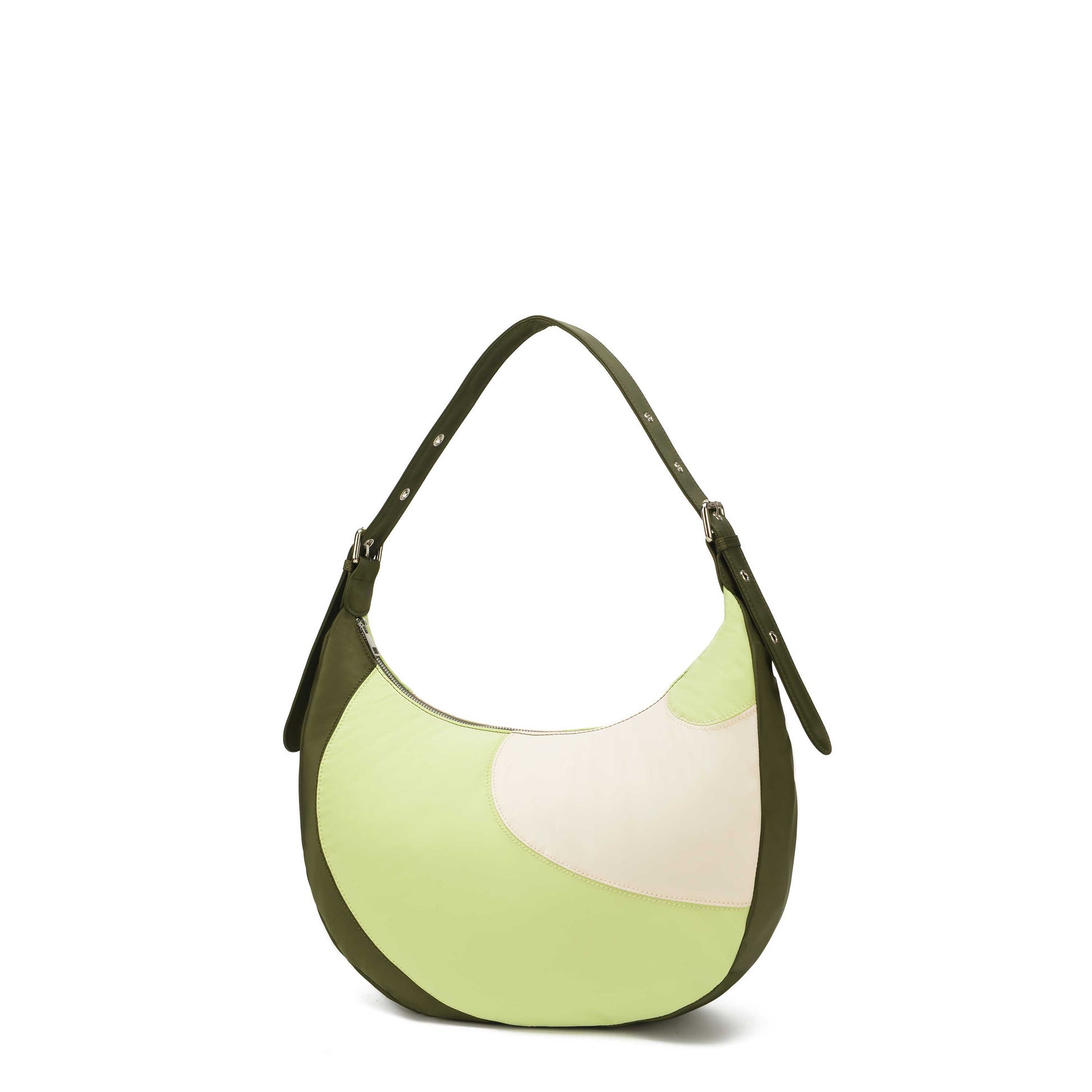 Núnoo Stella Recycled Nylon Mixed Shoulder bags Beige/Green/Dark Green
